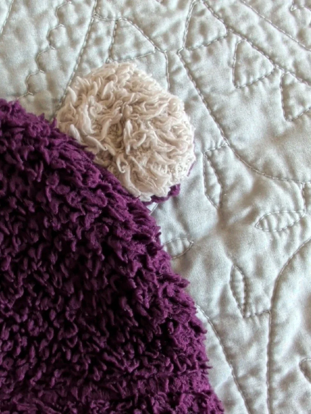 Patagonia Kids Plush Beanie in Deep Purple with Cream Ear Accents